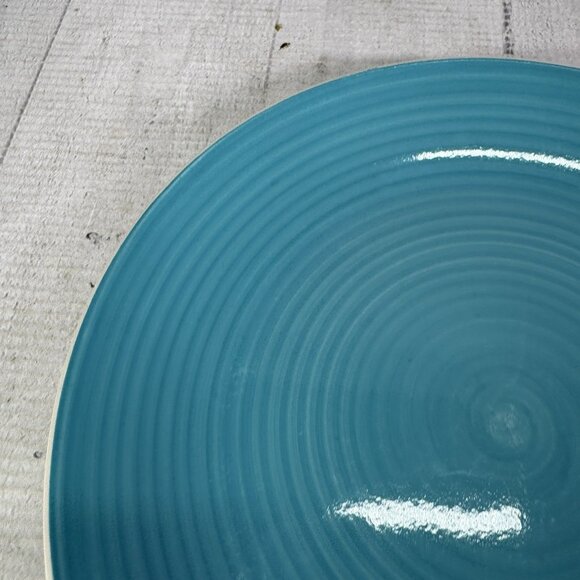 Dover & York DYO1 CIRCLES Rings Swirl Aqua Stoneware Coupe Salad Plates Set of 3 - Picture 11 of 16